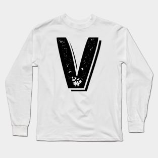 Capital Letter V Name Initial Monogram Long Sleeve T-Shirt